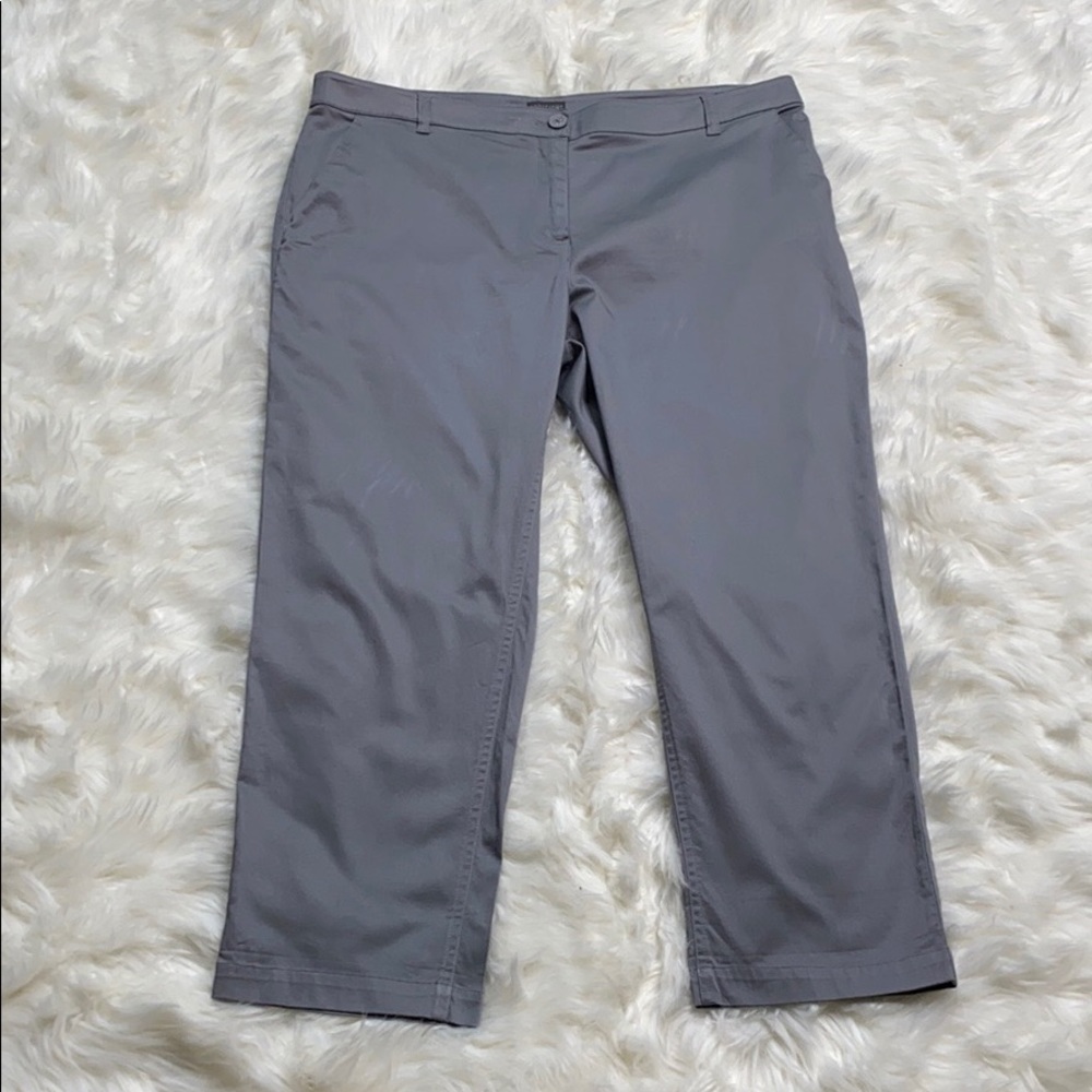 Chico's Silver Gray Cropped Dress Pant Suit